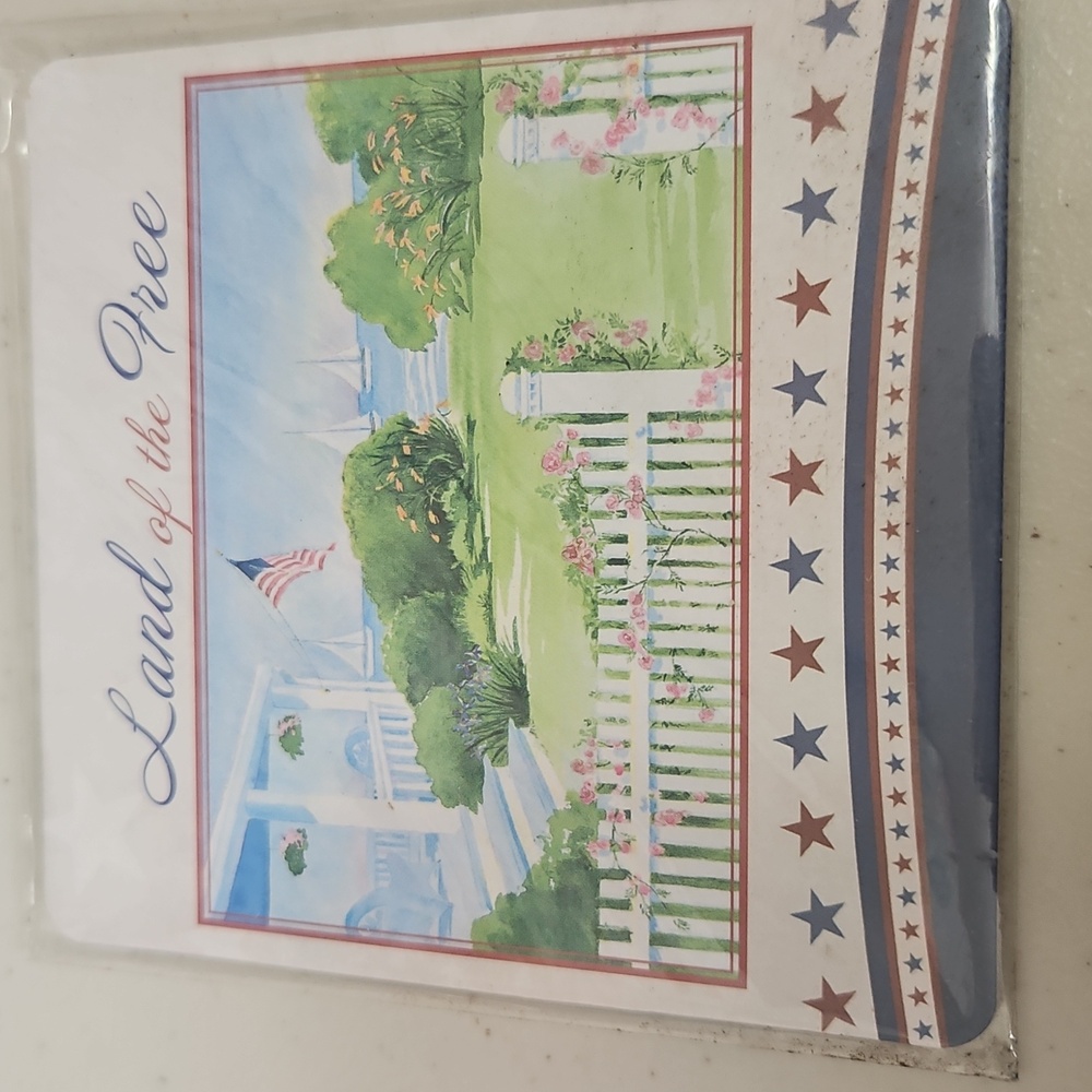 Patriotic Coaster Set 7 Piece Set Still In Plastic RW&B - Picture 8 of 11